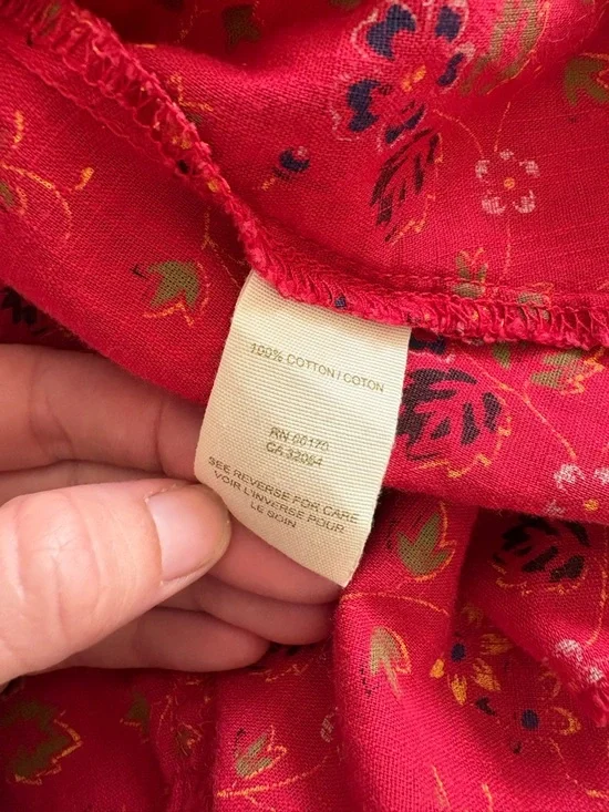 Free People Red Floral Long-Sleeve Shirt Dress y2k size 8 - Picture 6 of 7